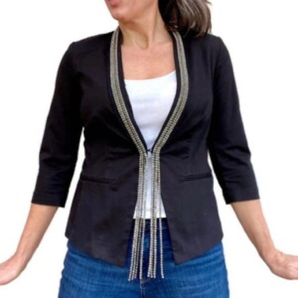 BCBGMaxAzria Black Blazer with‎ Silver Detailing